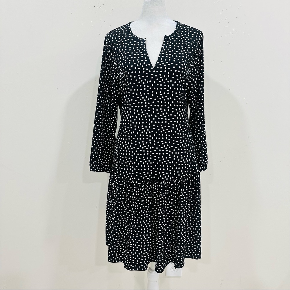 Banana Republic Black & White Polka Dot Drop-Waist Dress - Size L NWT Casual